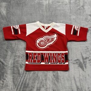 Vintage 90s Detroit Red Wings Youth Size Small Jersey Long Sleeve